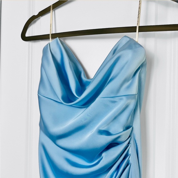 Katie May Taylor Gown in French Blue Bustier Strapless Maxi Dress Satin Small S - Picture 4 of 14